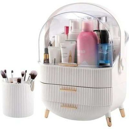 Dresser Organizer Container with Lid and Drawers