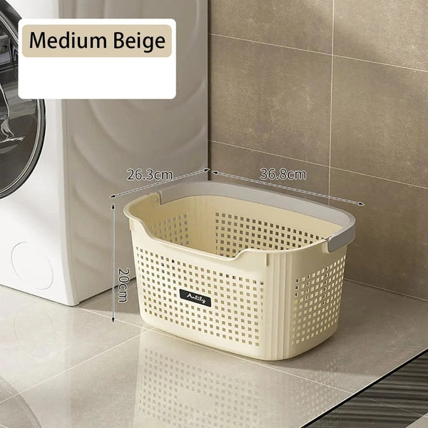 Durable Partition Dirty Clothes Basket, Breathable Plastic Laundry Storage Bucket
