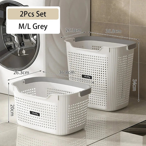Durable Partition Dirty Clothes Basket, Breathable Plastic Laundry Storage Bucket