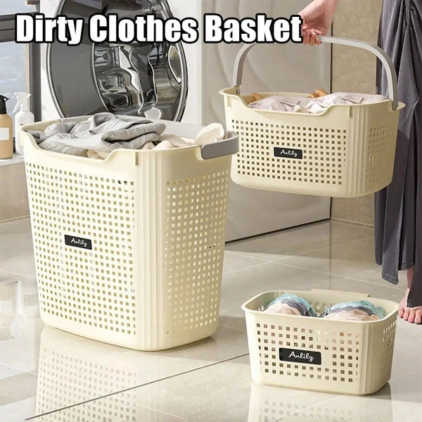 Durable Partition Dirty Clothes Basket, Breathable Plastic Laundry Storage Bucket