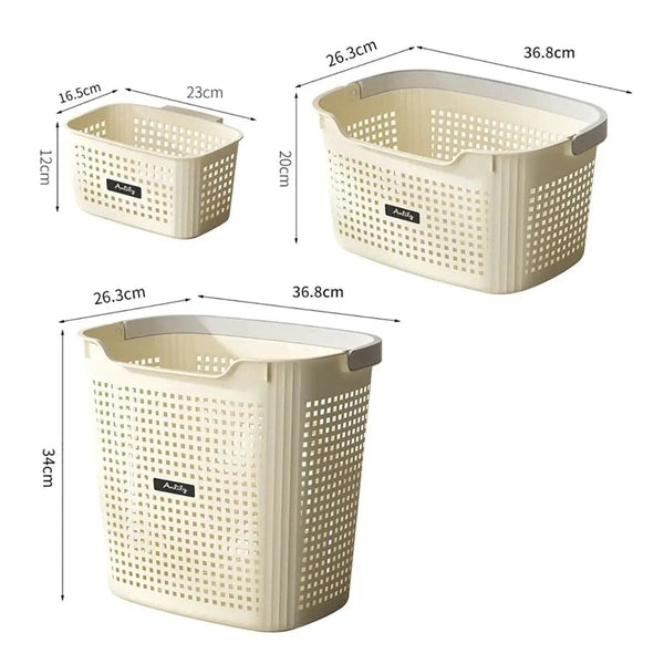 Durable Partition Dirty Clothes Basket, Breathable Plastic Laundry Storage Bucket