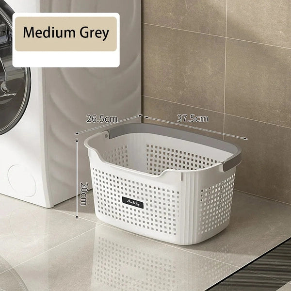 Durable Partition Dirty Clothes Basket, Breathable Plastic Laundry Storage Bucket