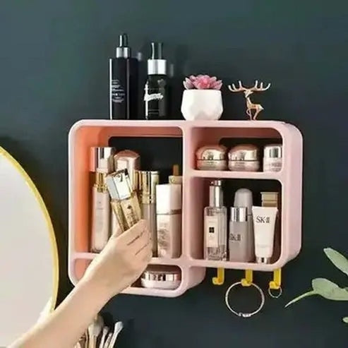 Dustproof Wall Mounted Makeup Storage Rack