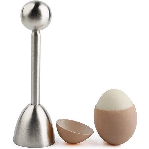 Egg Shell Opener, Stainless Steel Egg Cup Holder, Hard Soft Boiled Egg Cracker Cutter