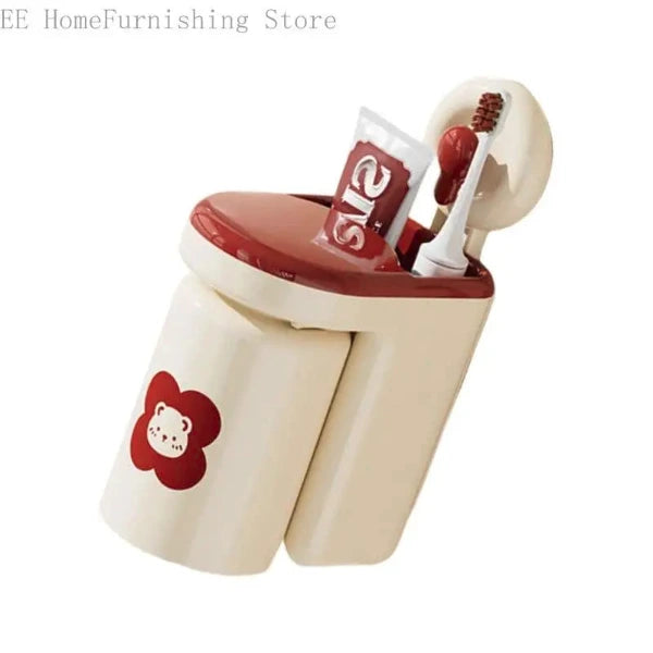 Elegant Styles Without Drilling Wall Mounted Toothbrush Holder With Sturdy PP Materials for Bathroom Storage Solution