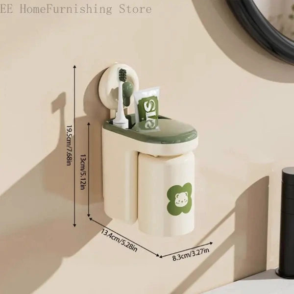 Elegant Styles Without Drilling Wall Mounted Toothbrush Holder With Sturdy PP Materials for Bathroom Storage Solution