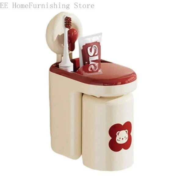 Elegant Styles Without Drilling Wall Mounted Toothbrush Holder With Sturdy PP Materials for Bathroom Storage Solution