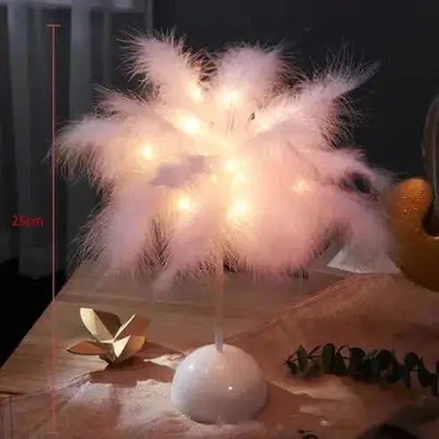 Feather Table Lamp LED Night Light for Bedroom
