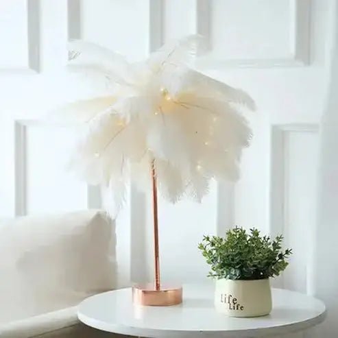 Feather Table Lamp LED Night Light for Bedroom