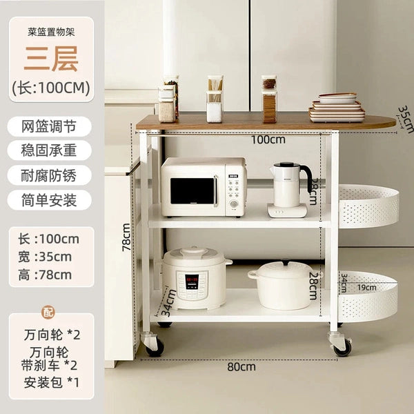 Floor-to-Ceiling Multi-Layer Kitchen Rack Trolley - Storage Solution