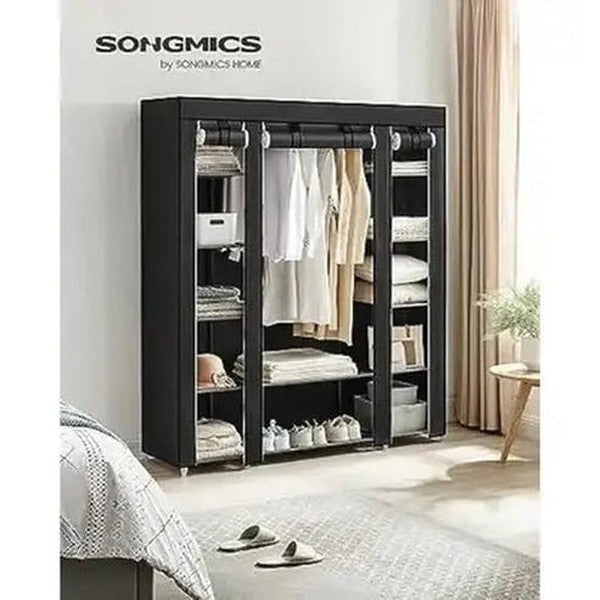 Foldable Fabric Wardrobe: 12-Compartment Bedroom Organizer