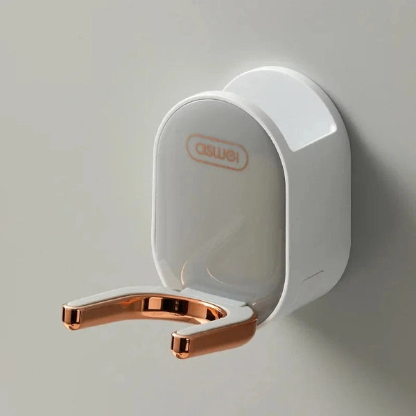 Foldable Wall-Mounted Hair Dryer Rack – Space-Saving Bathroom Organizer for Hair Tools