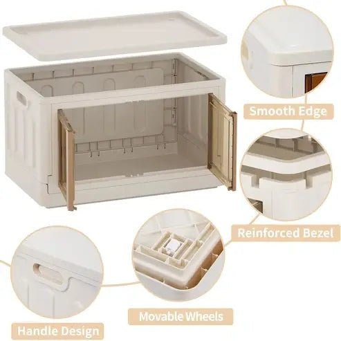 Folding Storage Bin with Wheels & Handle