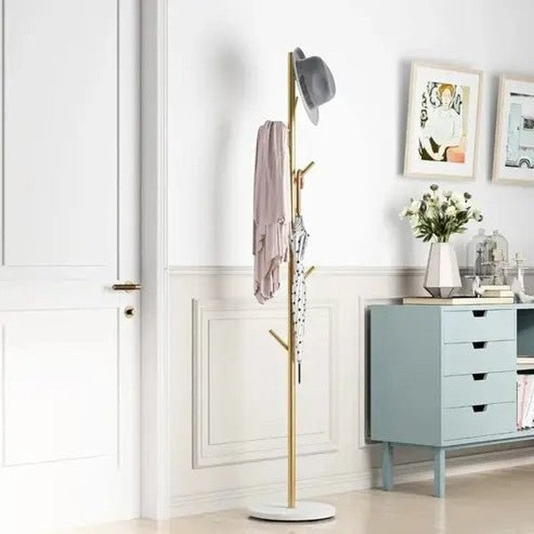 Gold Coat Rack with Hooks