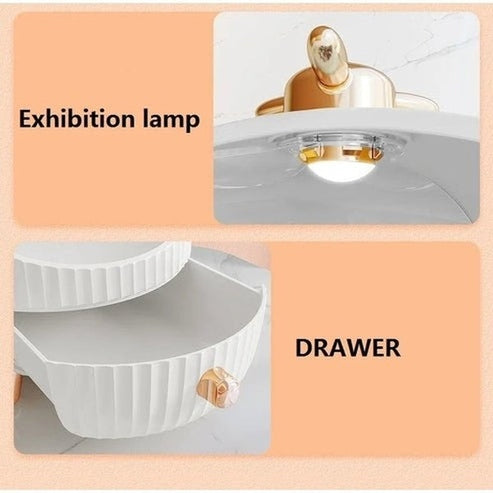 LED Makeup Organizer Box with Drawer and Dust-Proof Cover