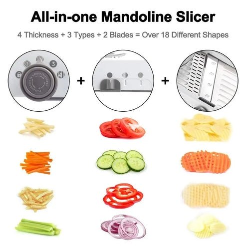 LMETJMA 18-in-1 Stainless Steel Adjustable Mandoline Slicer