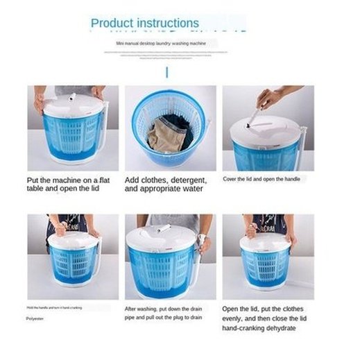 Mini Washing Machine Manual Washing Machine Laundry Artifact Wash Vegetables Wash Fruits Camping No Electricity Required. Type: Washing Machines.