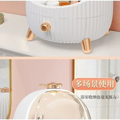 LED Makeup Organizer Box with Drawer and Dust-Proof Cover