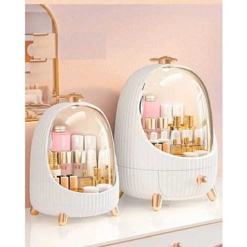 LED Makeup Organizer Box with Drawer and Dust-Proof Cover