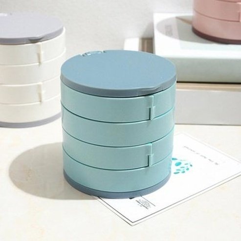 rotating plastic jewelry storage container jewelry holder earring ring box cosmetic beauty container organizer with mirror. type: household storage containers