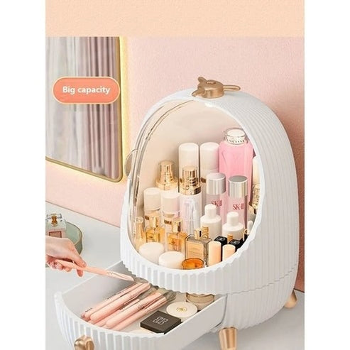 LED Makeup Organizer Box with Drawer and Dust-Proof Cover