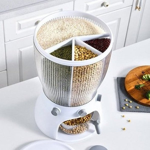 Round Grain Dispenser Bucket Storage Tank Grain Dispenser Moisture-proof Plastic Automatic Storage Rack Sealed Container Rice Storage Box. Food Storage Containers