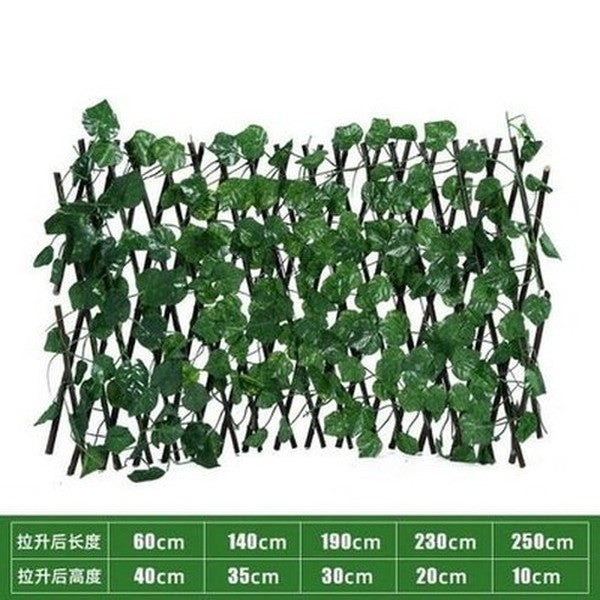 Simulation Fence Artificial Green Leaf Home Garden Decoration Wooden Telescopic Fence Climbing Frame Plants Ornament. Decor: Lawn Ornaments & Garden Sculptures
