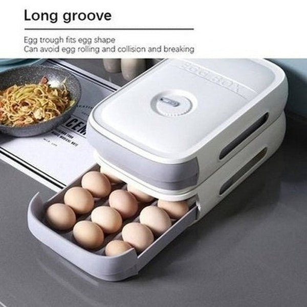 Stackable Egg Holder Storage Box Drawer Automatic Rolling Refrigerator Egg Organizer Container Space Saver Kitchen Organizer. Food Storage: Food Storage Containers.