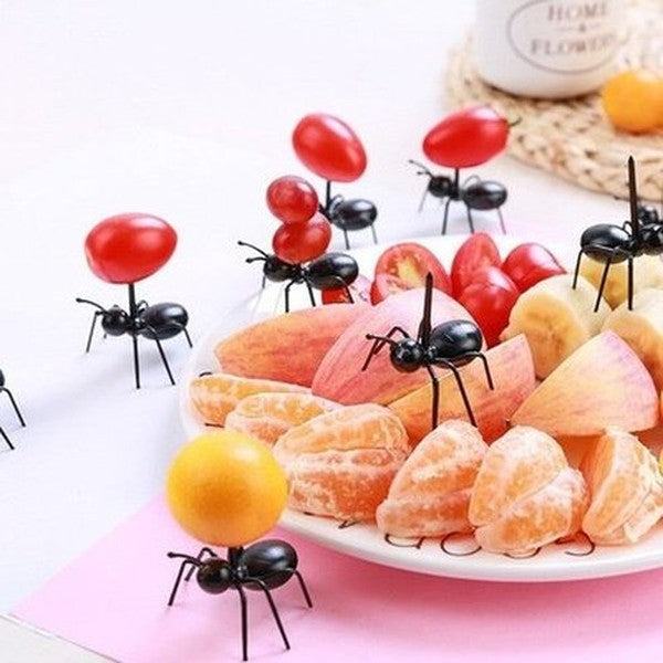 12pc Kitchen Utensils Mini Ant Fruit Fork Plastic Cutlery Fruit Cake Stand Kitchen Bar Kids Dessert Forks Tableware Party Decor. Kitchen Tools. Type: Decor