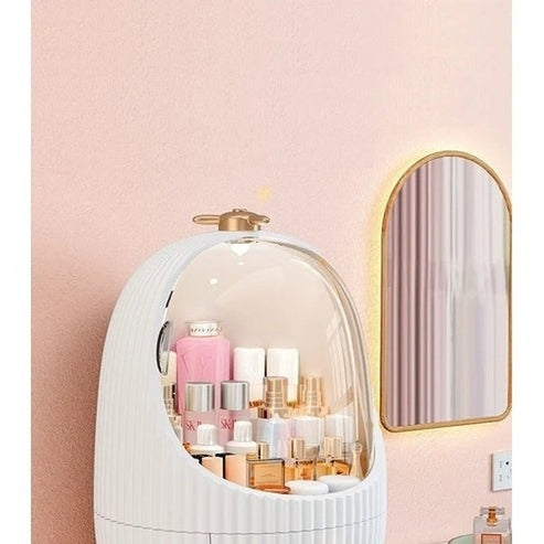 LED Makeup Organizer Box with Drawer and Dust-Proof Cover