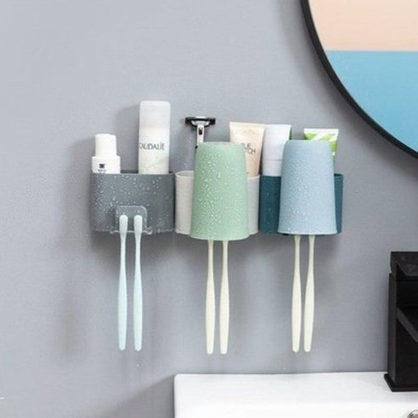 Plastic Wall Mount Toothbrush Rack Minimalist style toothbrush holder, bathroom punch-free toothbrush, toothpaste rack, Bathroom Accessories. Toothbrush Holders