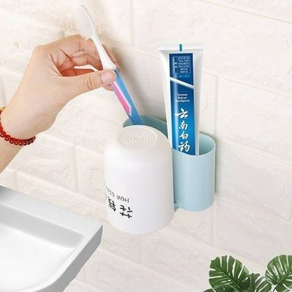 Plastic Wall Mount Toothbrush Rack Minimalist style toothbrush holder, bathroom punch-free toothbrush, toothpaste rack, Bathroom Accessories. Toothbrush Holders