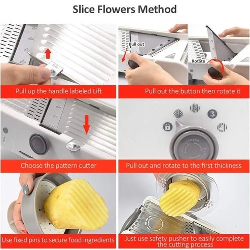 LMETJMA 18-in-1 Stainless Steel Adjustable Mandoline Slicer