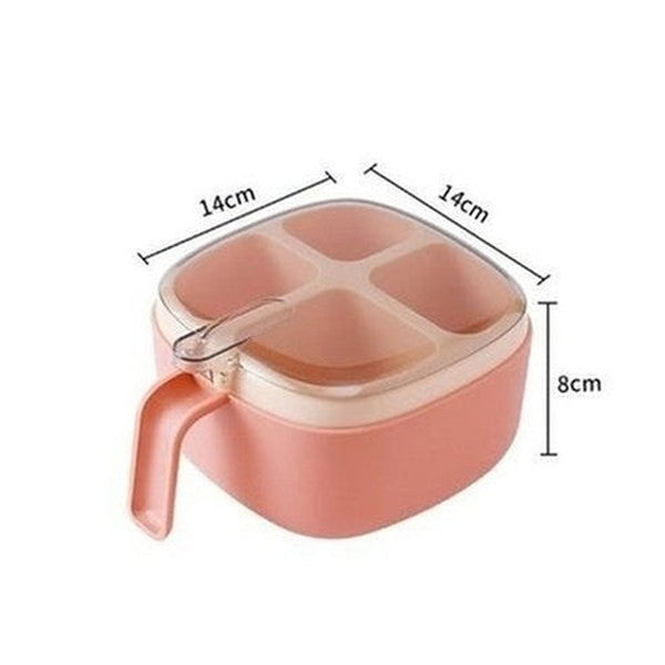 Creative Seasoning Jar Multi-grid Salt Sugar Chili Jar Kitchen Combination Set with Lid Spoon Household Four-grid Seasoning Box. Kitchen Organizers. Spice Organizers