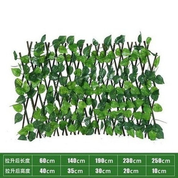 Simulation Fence Artificial Green Leaf Home Garden Decoration Wooden Telescopic Fence Climbing Frame Plants Ornament. Decor: Lawn Ornaments & Garden Sculptures