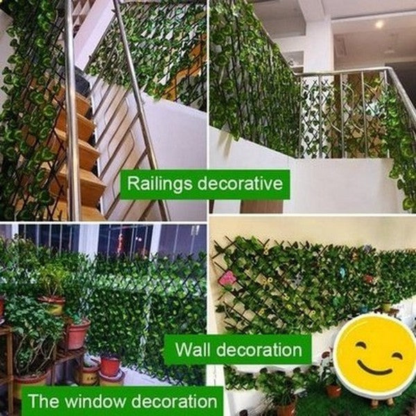 Simulation Fence Artificial Green Leaf Home Garden Decoration Wooden Telescopic Fence Climbing Frame Plants Ornament. Decor: Lawn Ornaments & Garden Sculptures
