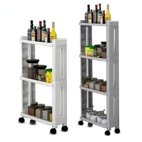 Bath Organizer Shelf Kitchen Storage Rack Shelves Rack with 4 Wheels Removable With Wheels Gap Holder
