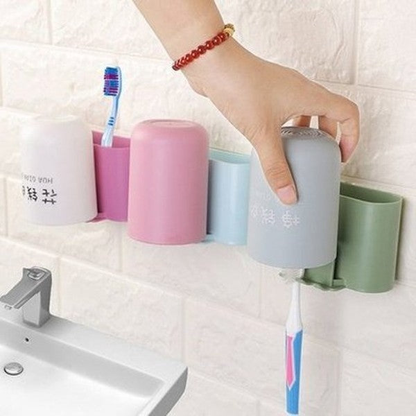 Plastic Wall Mount Toothbrush Rack Minimalist style toothbrush holder, bathroom punch-free toothbrush, toothpaste rack, Bathroom Accessories. Toothbrush Holders