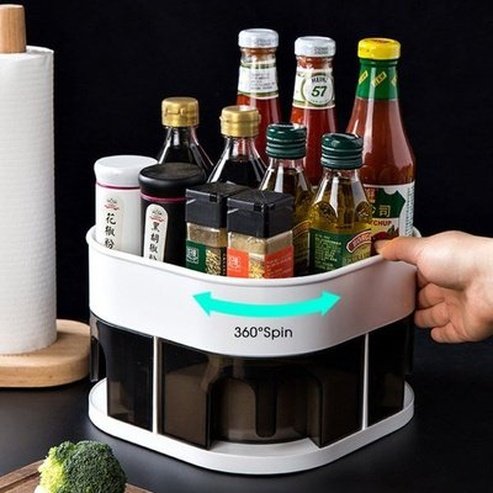 Spice Storage Box Kitchen Organizer Seasoning 360° Rotation Shelf Kitchen Seasoning Storage Box. Kitchen Tools & Utensils. Kitchen Organizers. Type: Spice Organizers.