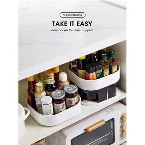 Spice Storage Box Kitchen Organizer Seasoning 360° Rotation Shelf Kitchen Seasoning Storage Box. Kitchen Tools & Utensils. Kitchen Organizers. Type: Spice Organizers.
