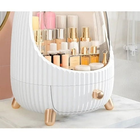 LED Makeup Organizer Box with Drawer and Dust-Proof Cover