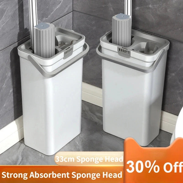 Household Cleaning Mop with Bucket Set, Hand Free Wash, Large Sponge Brush