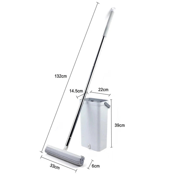 Household Cleaning Mop with Bucket Set, Hand Free Wash, Large Sponge Brush