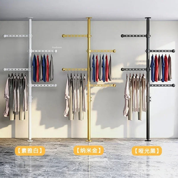 Indoor Overhead Clothes Drying Rack, Adjustable Telescopic Wall Hangers