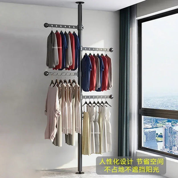Indoor Overhead Clothes Drying Rack, Adjustable Telescopic Wall Hangers