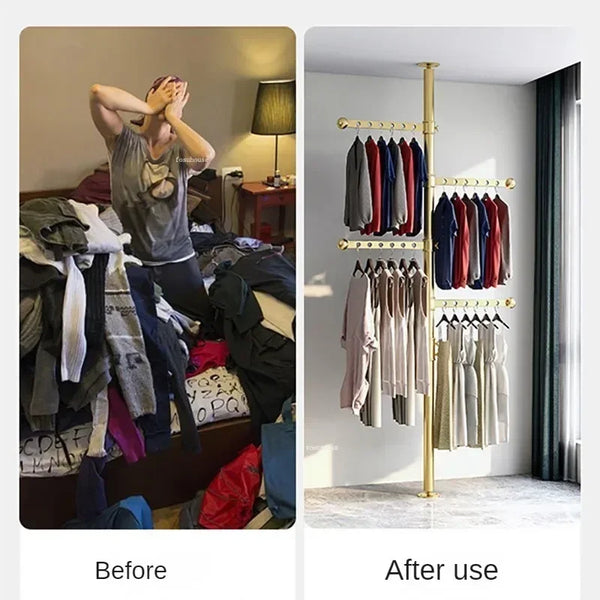 Indoor Overhead Clothes Drying Rack, Adjustable Telescopic Wall Hangers