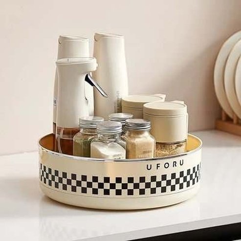Kitchen Countertop Rotating Spice Storage Tray