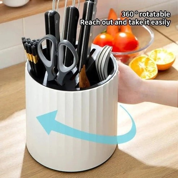 Kitchen Knife Block Organizer: Rotating, Draining Design