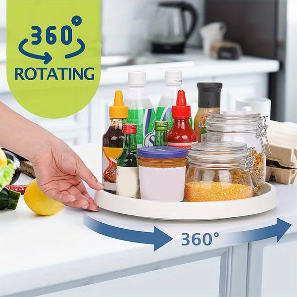 Kitchen Spice Rack, Rotating Organizer Tray, Pantry Countertop Lazy Turntable Organizer