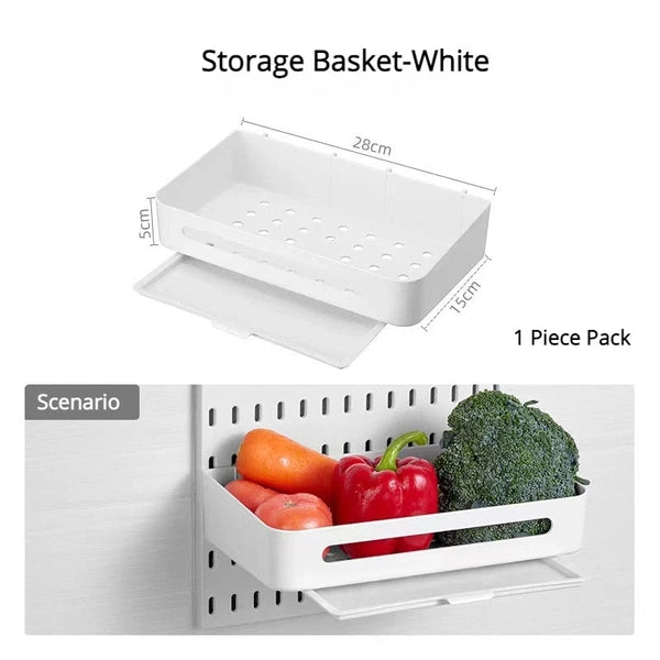 Kitchen Storage Rack Wall Mount Pegboard Combination with Hanger Hooks